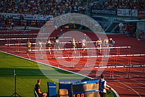 Women Participate in 100m Hurdles Sprint at Track and Field Championship for Worlds in