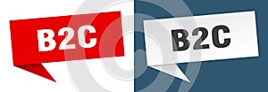 b2c banner. b2c speech bubble label set.