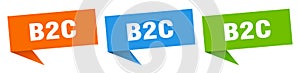 b2c banner. b2c speech bubble label set.