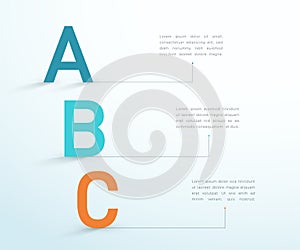 A B C Letters Three Step Business Vector Infographic