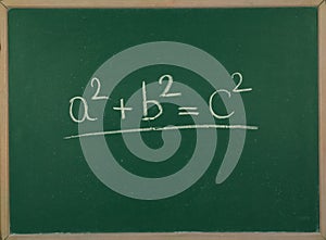 A2+b2=c2. Pythagorean theorem.