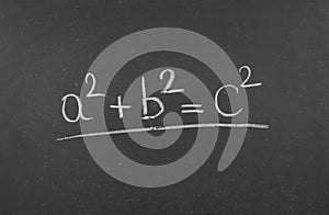 A2+b2=c2. Pythagorean theorem.