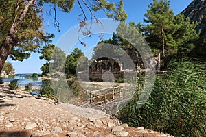 Olympos, one of the most humid port cities of ancient Lycia, Antalya, Turkey photo