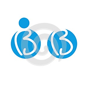 B circle logo 3 icon template