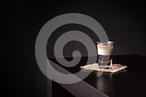 B 52 cocktail on bar counter