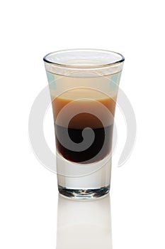 B 52 cocktail shot isolated on white