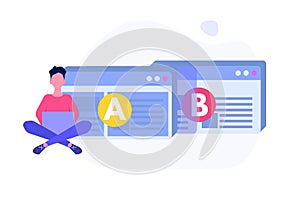 A-B comparison. Split testing concept.