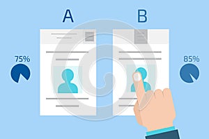 A-B comparison. Split testing. Concept computer vector art illustrat