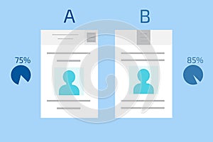 A-B comparison. Split testing. Concept computer vector