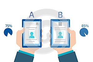 A-B comparison. Split testing. Concept computer vector illustrat