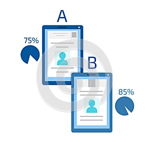 A-B comparison. Split testing. Concept computer vector illustrat