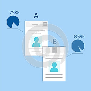 A-B comparison. Split testing. Concept computer vector illustration