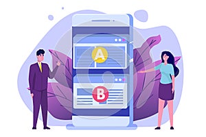 A-B comparison. Split testing concept.