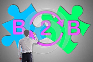 B2b concept drawn by a man