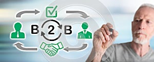 Man drawing b2b concept