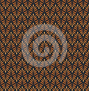 Seamless Arabesque Floral Pattern. Art Deco Style Background. Vector Abstract Flower Texture.