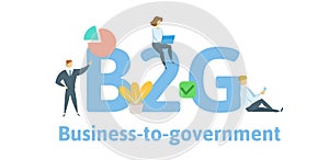 B2G Business to Government. Concept with keywords, letters, and icons. Flat vector illustration. Isolated on white