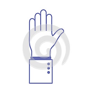 B hand sign language line and fill style icon vector design