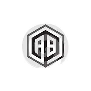 A B hexagon letter logo