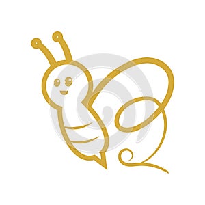 B initials in bee shape logo and icon