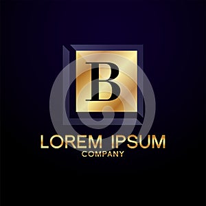 B Letter Alphabet Gold Premium Logo