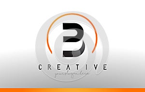 B Letter Logo Design with Black Orange Color. Cool Modern Icon T