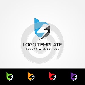 B Letter Logo Template With Volt Symbol