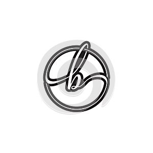 B letter script circle logo design vector