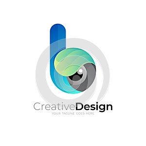 B logo and eye design combination, 3d colorful logos, Letter B