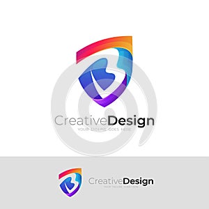 B logo, Letter B logo and shield design combination