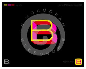 B monogram. B letter. 3D imitation. Identity and app icon.