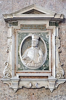 B Pavlus de Aretio Card.  Archiep.Neap.inside the Basilica of Santa Maria del Principio in Naples, Italy. photo