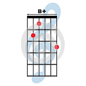 B plus guitar chord icon