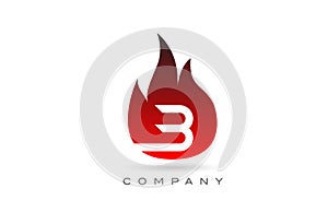 B red fire flames alphabet letter logo design. Creative icon template for business and company