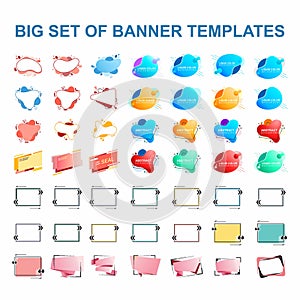 B set of banner templates, frames for text. Set of elements for design, advertising, website.