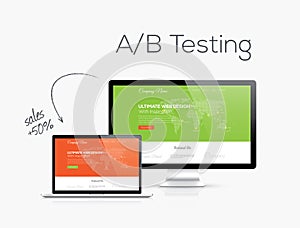 A/B testing optimization in website design vector illustration