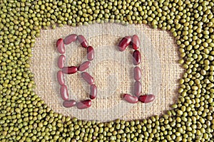 B1 text made by group of beans and lentils