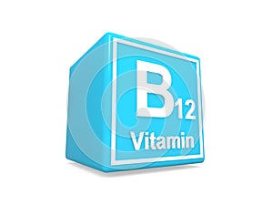 B12 vitamin on blue cube photo