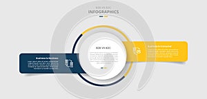 B2B vs B2C comparison for infographic with drop shadow style with big circle center with unbalance box container side by side two
