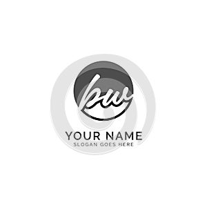 B, W, BW Initial letter handwritten and signature vector image template in round shape logo