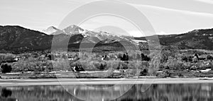 B&W Colorado Lake and Rocky Mountains Layers