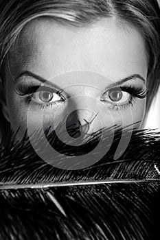 B/w Portrait of woman with beautiful eyes