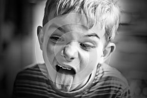 B&W portrait of young boy