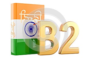 B2 Indian level, concept. Level upper intermediate, 3D rendering
