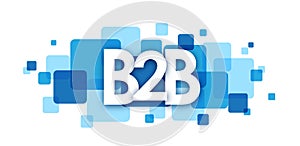 B2B blue overlapping squares banner