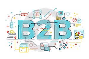 B2B : Business to business, word illustration