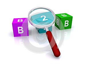 B2B and magnifying glass