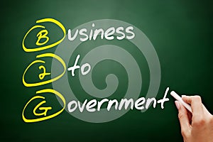 B2G - Business To Government acronym, business concept on blackboard