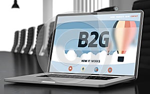 B2g on Laptop in Conference Hall. 3D.