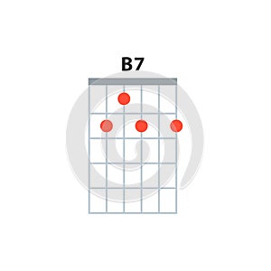 B7 guitar chord icon. Basic guitar chords vector isolated on white